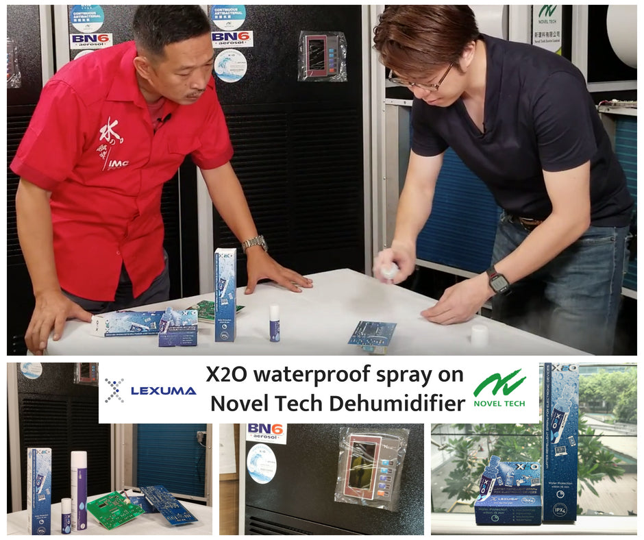 Lexuma X2O Waterproof Spray Applied to Novel Tech Dehumidifier