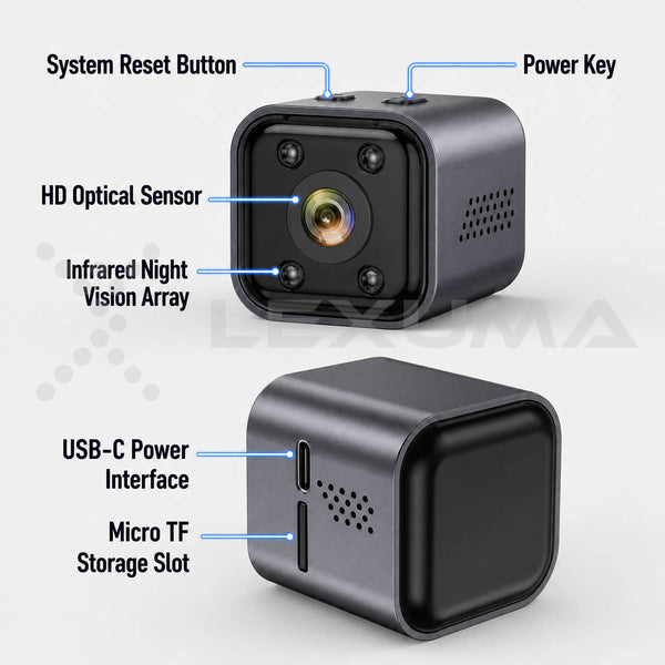 Lexuma XCAM Nano Mini Security Camera — 45-Day Standby | PIR