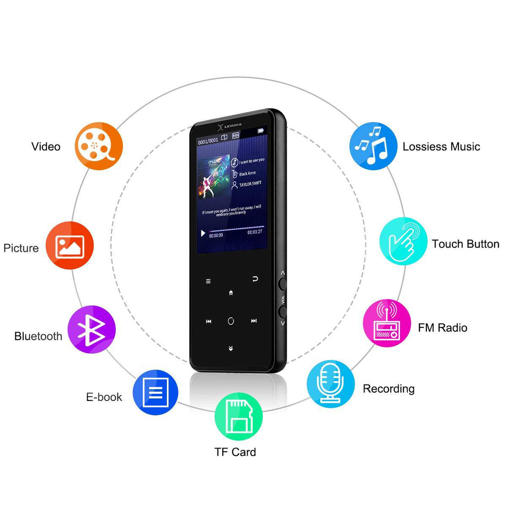 Portable Bluetooth MP3 Player with 2.4 Large Screen – Lexuma