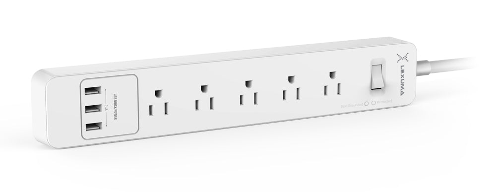 Lexuma XStrip US Surge Protected Power Strip with 3 USB Charging Ports